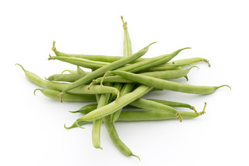Green beans isolated on a white background.