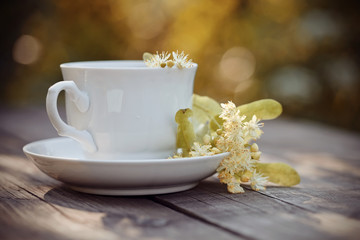 Obraz na płótnie Canvas Lime tea in a white cup