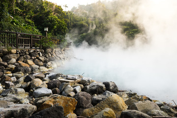 Obraz premium Hot steam at thermal valley