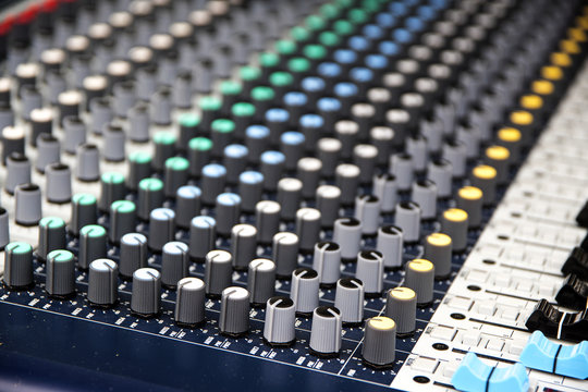 Part of a professional sound mixing console, music device 