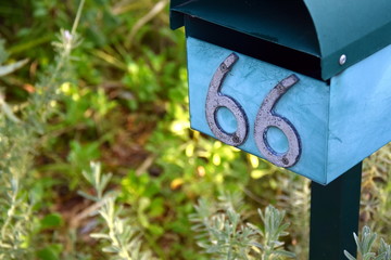 Rural letterbox with number 66
