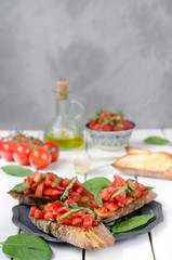 Italian fresh bruschetta with tomato, still life