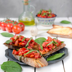 Italian fresh bruschetta with tomato, still life