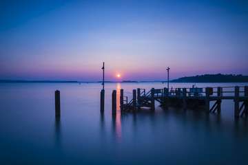 Fototapeta na wymiar Sunset over Boats in Poole Harbour