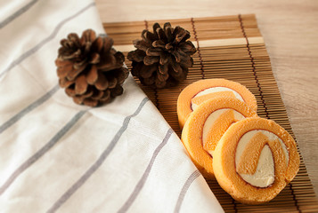 cake close up on wood background