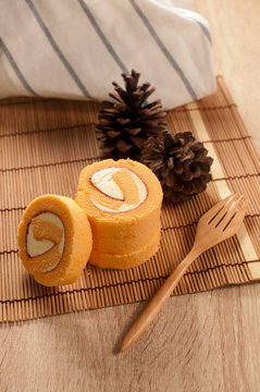 cake close up on wood background