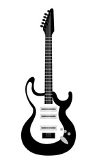 Obraz na płótnie Canvas Electric guitar music instrument icon in white and black colors, vector illustration.