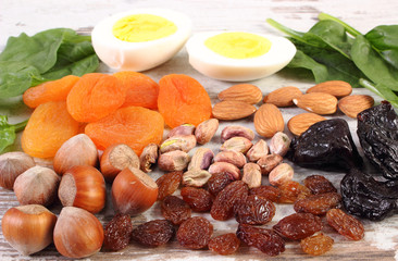 Ingredients containing iron and dietary fiber, healthy nutrition