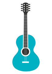Fototapeta na wymiar Acoustic blue guitar music instrument icon design, vector illustration image.