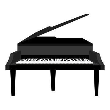 Piano music instrument icon design in black and white colors, vector illustration image.
