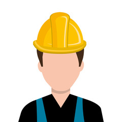 Avatar construction man wearing colorful clothes and yellow helmet over isolated background, vector illustration 