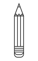 black and white pencil with eraser front view over isolated background, vector illustration
