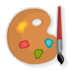 colorful painting materials and red grey and black painting brush over isolated background, vector illustration 