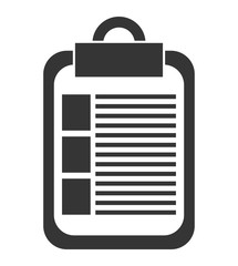 black and white paper sheet check list front view over isolated background, vector illustration 