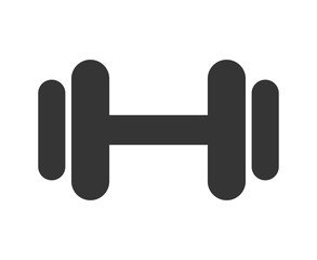 black and white gym dumbbell front view over isolated background, vector illustration 