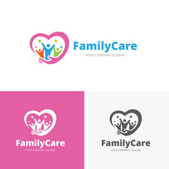 Fototapeta na wymiar Family care logo,People care logo,Brand identity with people and hand symbol.
