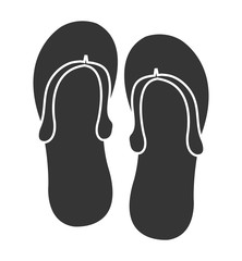 black and white sandals front view over isolated background, vector illustration 