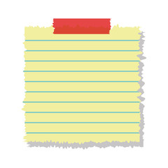 blue and yellow paper sheet with red on the top over isolated background, vector illustration 