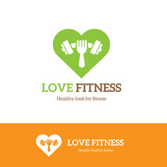 Obraz premium Fitness logo,Gym Logo,Love fitness symbol, Brand identity for sports and healthy style.