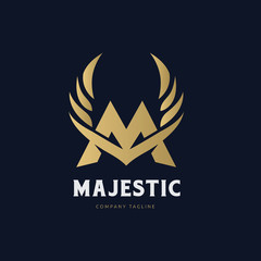 M letter logo, Brand identity with M and wing concept.