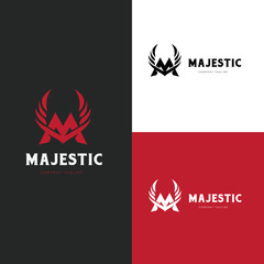 M letter logo, Brand identity with M and wing concept.