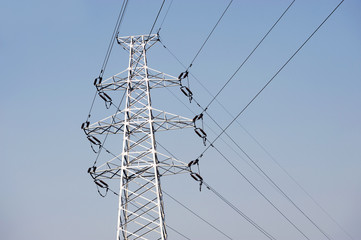 high voltage power tower and transmission line