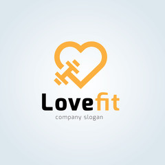 Fitness logo,Gym Logo,Love fitness symbol, Brand identity for sports and healthy style.