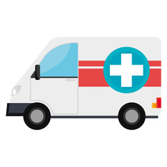 Ambulance emergency vehicle with cross symbol on it, vector illustration.
