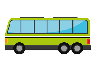 Green bus with windows isolated on white background, vector illustration.