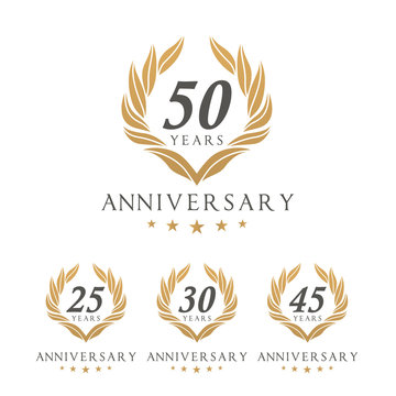 Vector set of anniversary golden signs logo