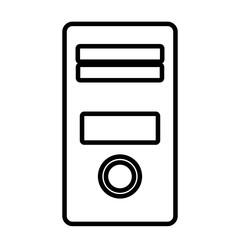 Personal computer line icon in white and black colors, vector illustration.