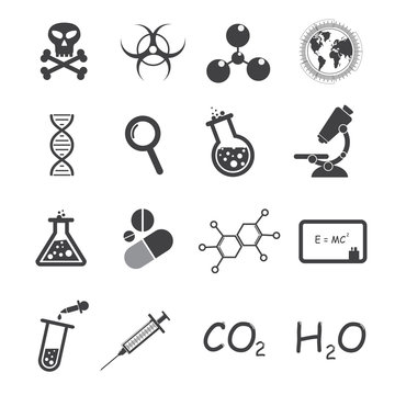 Trendy science icons on white.