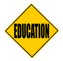 education yellow road sign