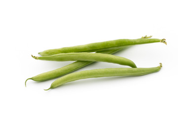 Green beans isolated on a white background.