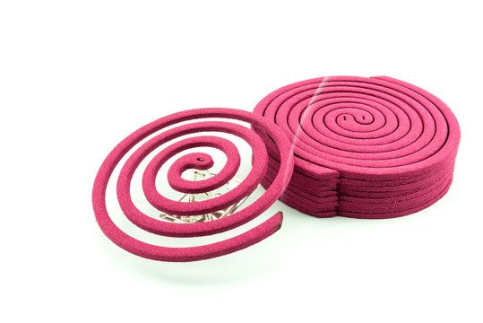 Close up mosquito coil isolated on white background