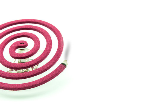 Close up mosquito coil isolated on white background