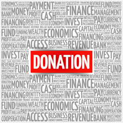 DONATION word cloud collage, business concept background