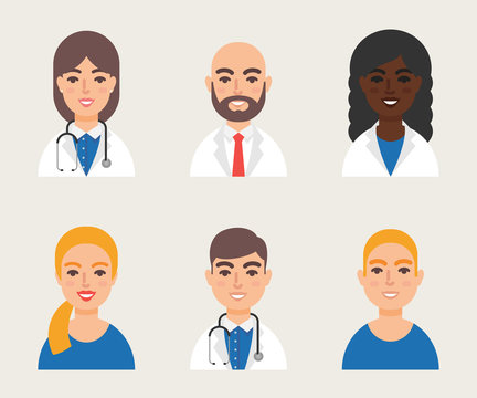Medical community staff doctors nurses vector illustration