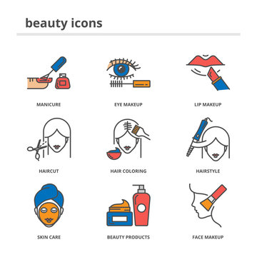 Beauty vector icons set