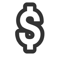 Dollar sign isolated on white background. Dollar icon. Vector illustration.