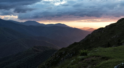 Obraz na płótnie Canvas Sunset over Balkan mountain, Bulgaria