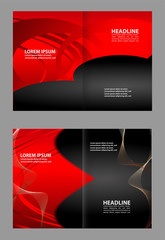 Vector empty bi-fold brochure print template design with blue elements

