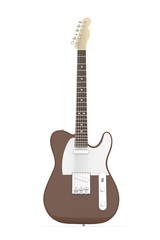 Naklejka premium Isolated brown electric guitar on white background. Musical instrument for rock, blues, metal songs. 3D rendering.