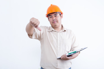 Young foreman wear hard hat