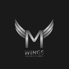 Wings M letter logo