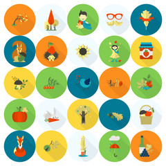 Set of Flat Autumn Icons