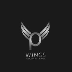 Wings P letter logo