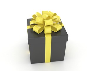 gift box with bows isolated on white. 3d rendering.