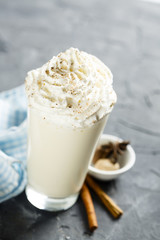 Hot milk drink with whipped cream