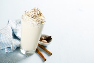 Hot milk drink with whipped cream